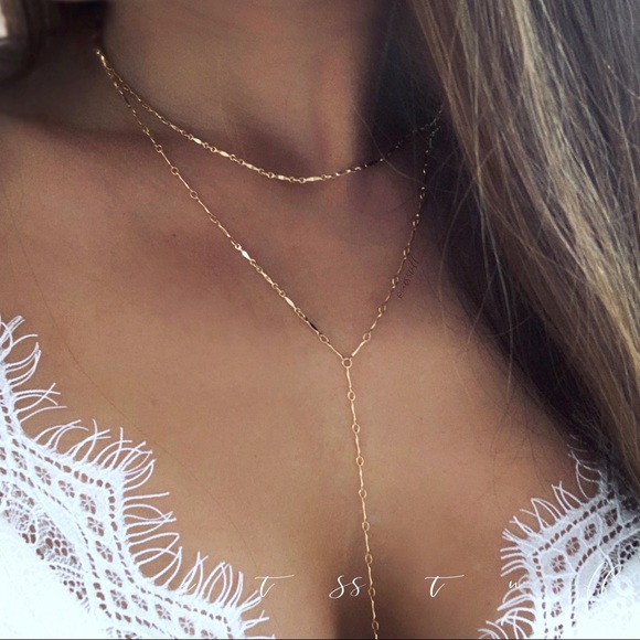 Double Layer Choker Lariat Necklace - Picture 7 of 7